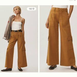 Anthropologie Pilcro 26 Mid Rise Wide‎ Leg Cargo Pants Bronze